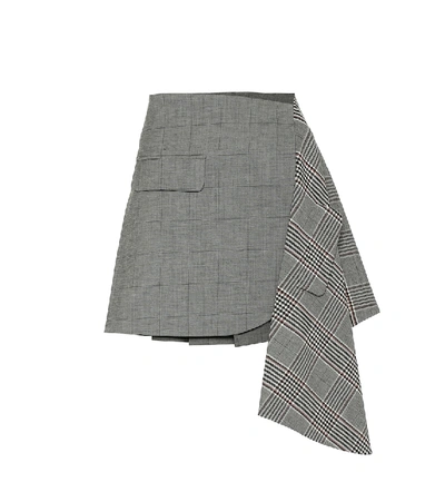 Monse Checked Wool And Cotton Miniskirt In Grey