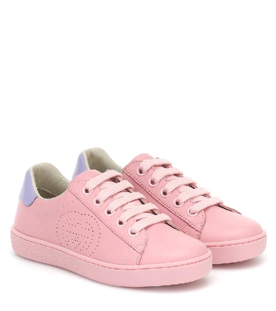 Gucci Kids' Perforated-logo Low-top Trainers In Rose/ Rose