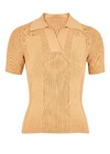 JACQUEMUS LA MAILLE POLO SAND STRETCH-KNIT TOP,3240591