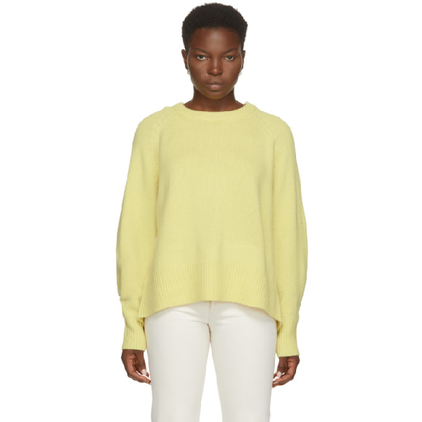 Arch4 Yellow Cashmere Bredin Crewneck Sweater In Limon | ModeSens