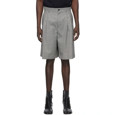 Maison Margiela Loose Houndstooth Wool Shorts In 001f Blkwht
