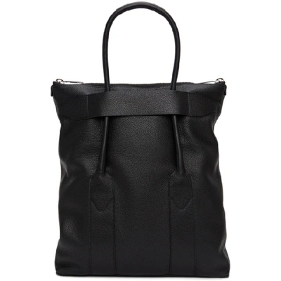 Maison Margiela Foldable Grained-leather Tote Bag In Black