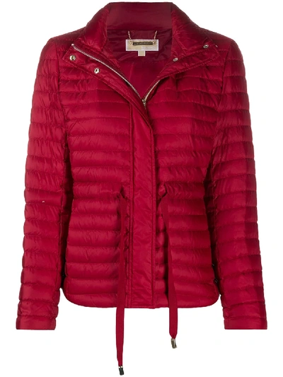 Michael Michael Kors Quilted Belted Jacket In Red