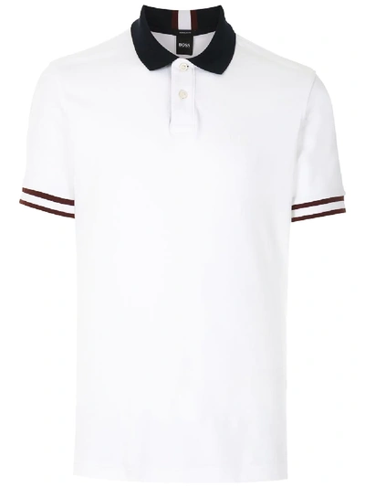 Hugo Boss Contrast Collar Polo Shirt In White