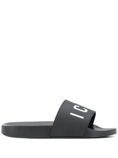 Dsquared2 10mm Icon Rubber Slides In Black