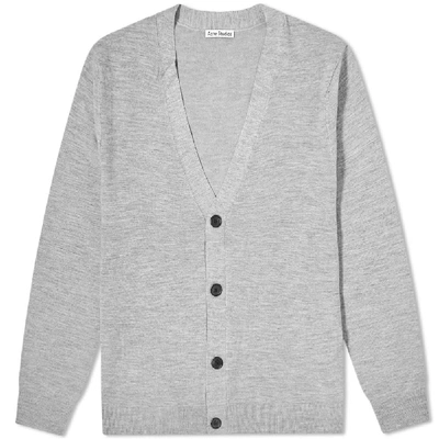 Acne Studios Ribbed Mélange Wool-blend Cardigan In Medgreymel