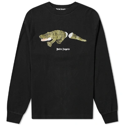 Palm Angels Embroidered-crocodile Sweatshirt In Black,green,white