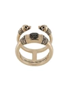 ALEXANDER MCQUEEN SKULL AND CHARM DOUBLE-BAND RING