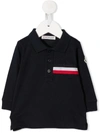 Moncler Long Sleeve Striped Pattern Polo Shirt In Blue