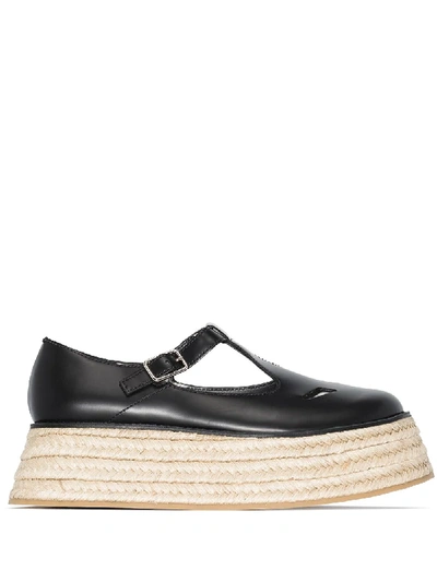 Burberry Black Aldywych Flatform Leather Espadrilles