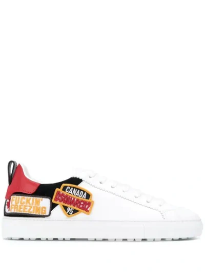 Dsquared2 Sneakers In Leather With Logo Patch In White