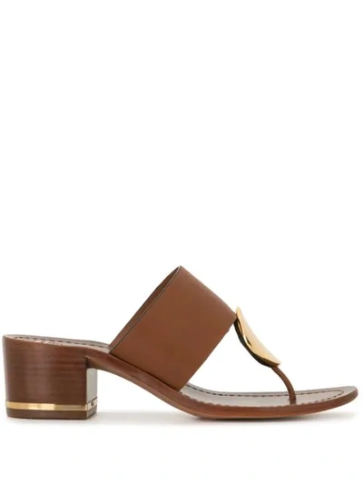 Tory Burch Women's Patos Disk-embellished Leather Thong Mules In Mou