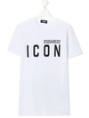 Dsquared2 Teen Logo-print Cotton T-shirt In White