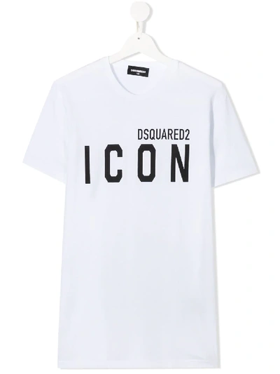 Dsquared2 Teen Icon Logo印花t恤 In White