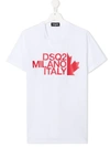 Dsquared2 White T-shirt For Kid With Red Logo In White
