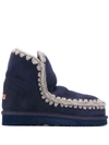 Mou Eskimo Crochet-stitch Ankle Boots In Blue