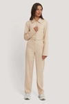 QUEEN OF JETLAGS X NA-KD LINEN BLEND CREASED TROUSERS - BEIGE
