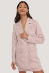 NA-KD CLASSIC DOUBLE BREASTED HOUNDTOOTH BLAZER - PINK