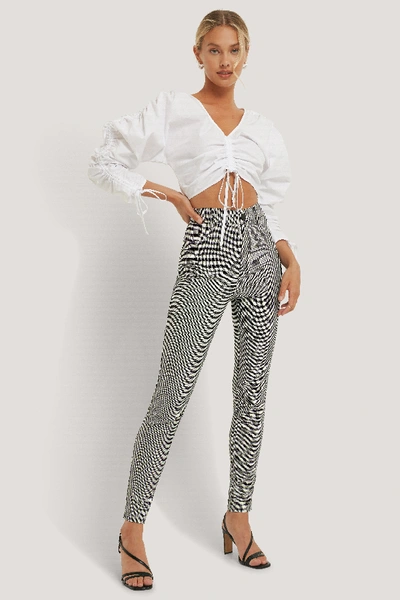 Na-kd Slim-fit Pants - Grey In Houndstooth Pattern