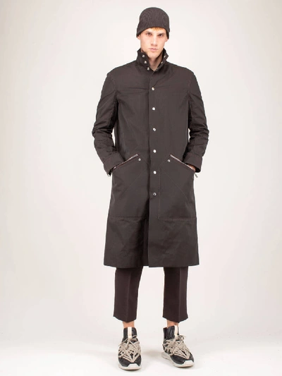 Rick Owens Cappotto In Pelle Creatch In Black