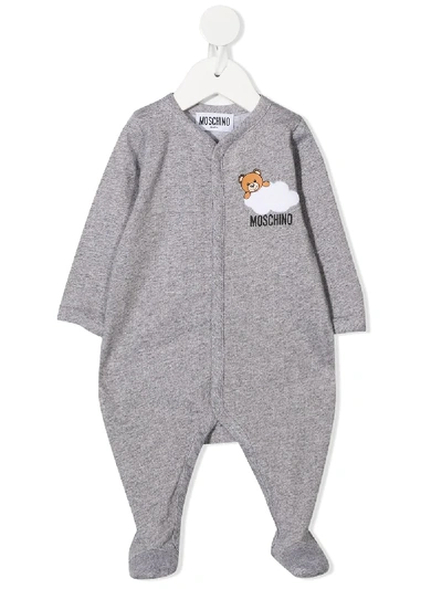 Moschino Babies' Teddy Bear Logo连体衣 In Grey