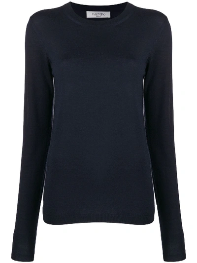 Valentino Crew Neck Jumper In Blue