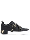 DKNY STUDZ BUCKLED LOW-TOP SNEAKERS