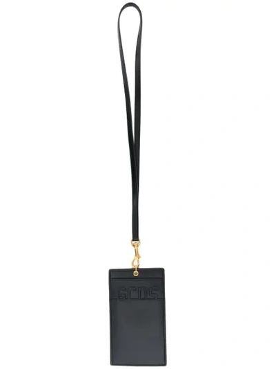 Gcds Leather Lanyard Smartphone Holder In Black