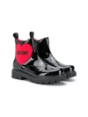 Moschino Teen Heart Chelsea Boots In Black