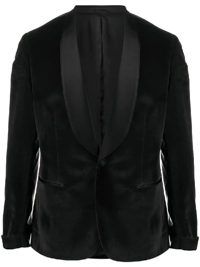 Reveres 1949 Velvet Shawl Lapel Blazer In Blue