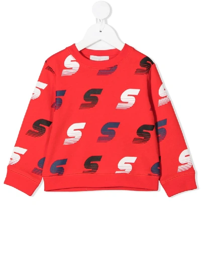 Stella Mccartney Babies' Smc Crew-neck Sweatshirt In Red