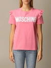 MOSCHINO COUTURE T-SHIRT WITH SEQUIN AND ROUCHES LOGO,11460417