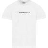 DOLCE & GABBANA WHITE T-SHIRT FOR KIDS WITH LOGO,11459859