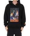 Heron Preston Black Jersey Hoodie With Heron Print In Black