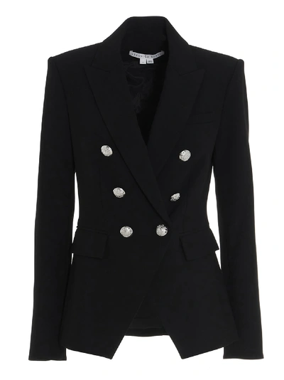 Veronica Beard Miller Dickey Double-breasted Grain De Poudre Blazer In Black
