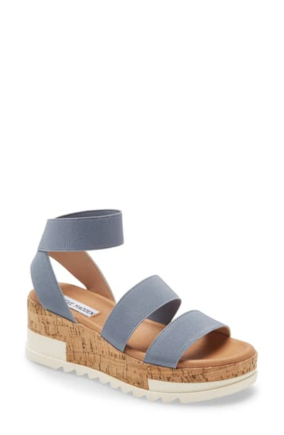 Steve Madden Bandi Platform Wedge Sandal In Dusty Blue