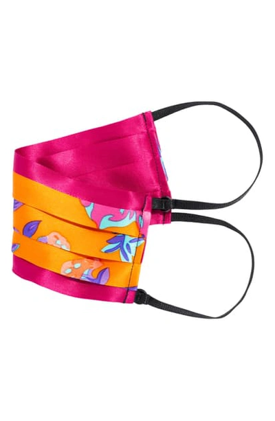 L Erickson Peace Adult Reversible Silk Face Mask In Bora Bora Orange/ Fuchsia