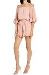 ENDLESS ROSE OFF THE SHOULDER RUFFLE SLEEVE ROMPER,80135D7SR