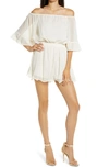 ENDLESS ROSE ENDLESS ROSE OFF THE SHOULDER RUFFLE SLEEVE ROMPER,80135D7SR