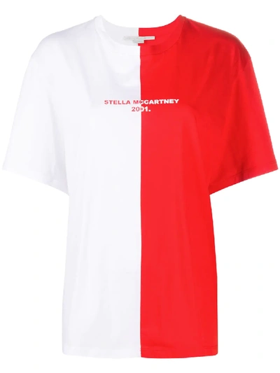 Stella Mccartney 红色 And 白色“2001”拼接 T 恤 In White
