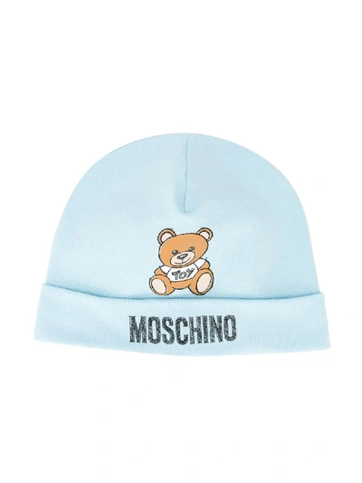 Moschino Kids' Mütze Mit Logo In Blue