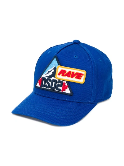 Dsquared2 Logo Patch Gabardine Baseball Hat In Royal Blue