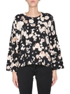 Boutique Moschino Relaxed Fit Floral Patterned Wool Mix Sweater In Black