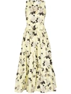 ERDEM MIMOSA ROSEMONT PRINT FAILLE DRESS