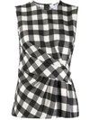 MSGM PLEATED-FRONT CHECKED TOP
