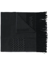 DOLCE & GABBANA LOGO-INTARSIA FRINGED SCARF