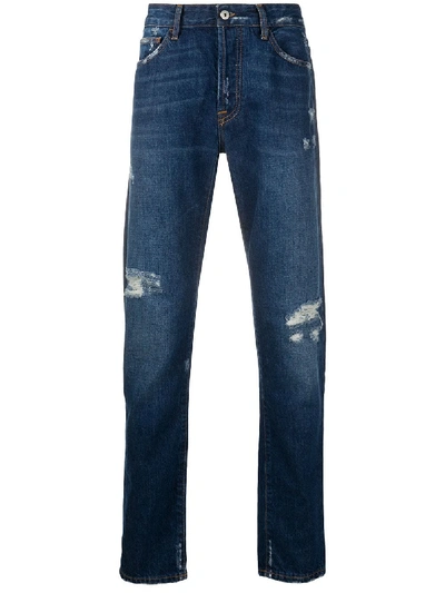 Marcelo Burlon County Of Milan Distressed Straight-leg Jeans In Blue