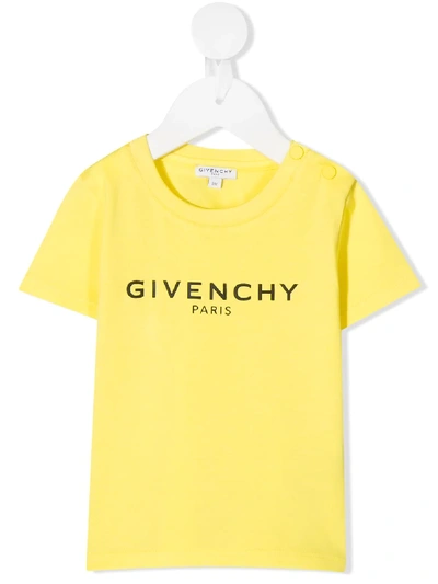 Givenchy Babies' Logo Print T-shirt In Yellow