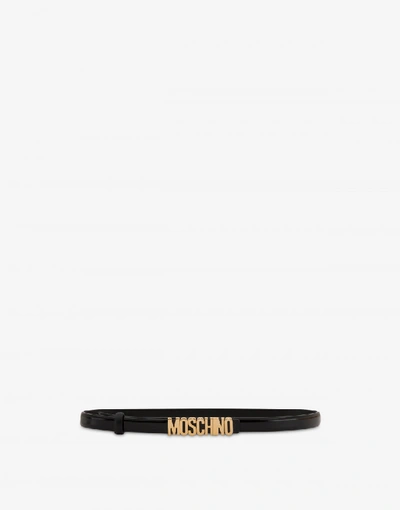 Moschino Calfskin Belt With Logo In Black