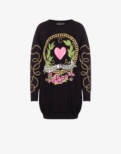 Boutique Moschino Logo Embroidered Jumper Dress In Black